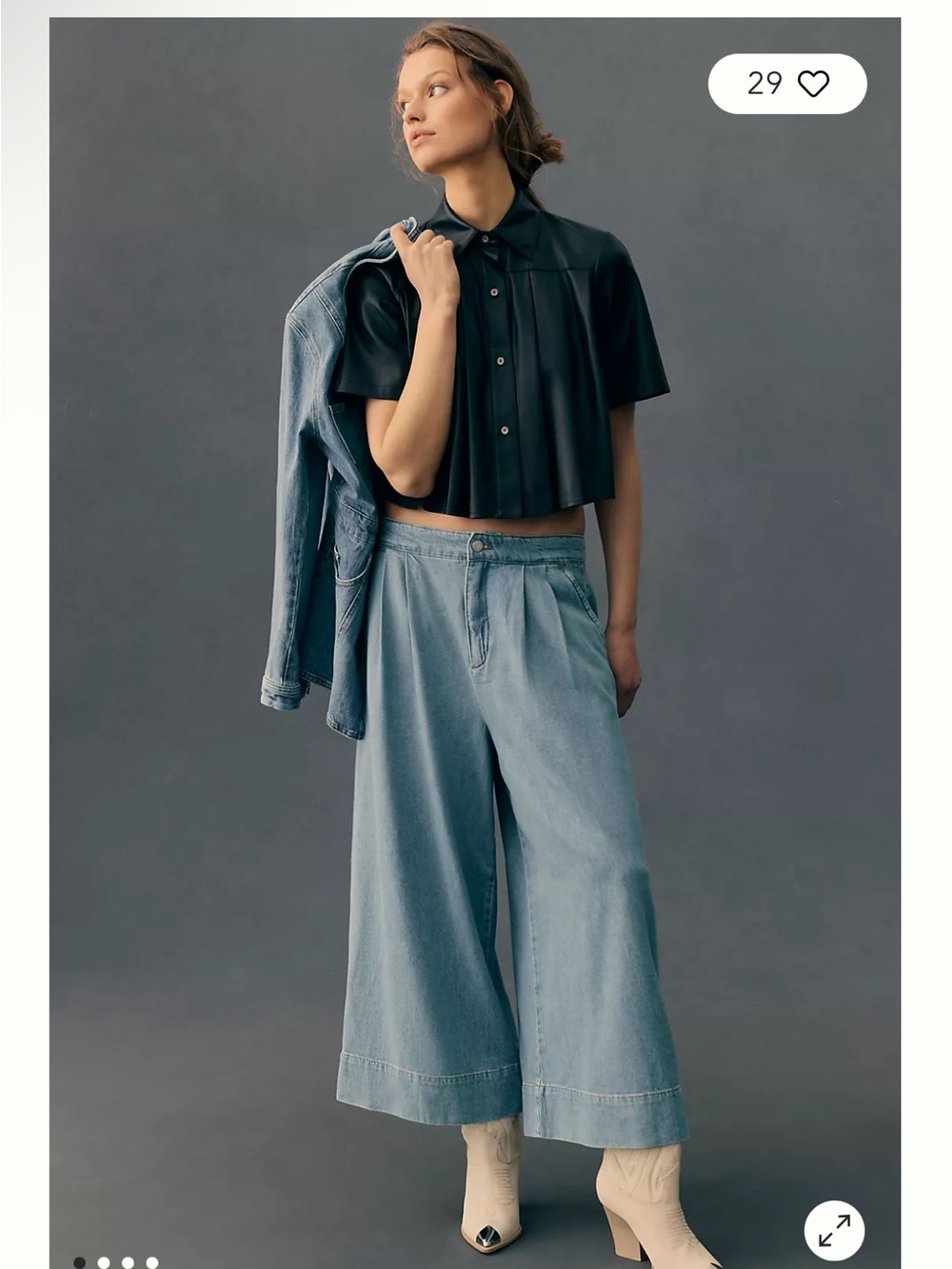 Pilcro Pleated High-Rise Wide-Leg Culotte Jeans - Picture 4 of 10